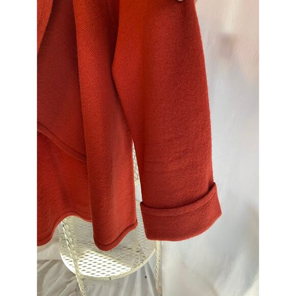 Chicos Sweater Cropped Wool Shawl Collar Cuffed Sleeves Burnt Orange Size Large - Picture 5 of 9
